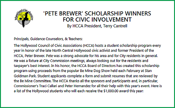 News Article: 'Pete Brewer' 2020 Scholarship Winners